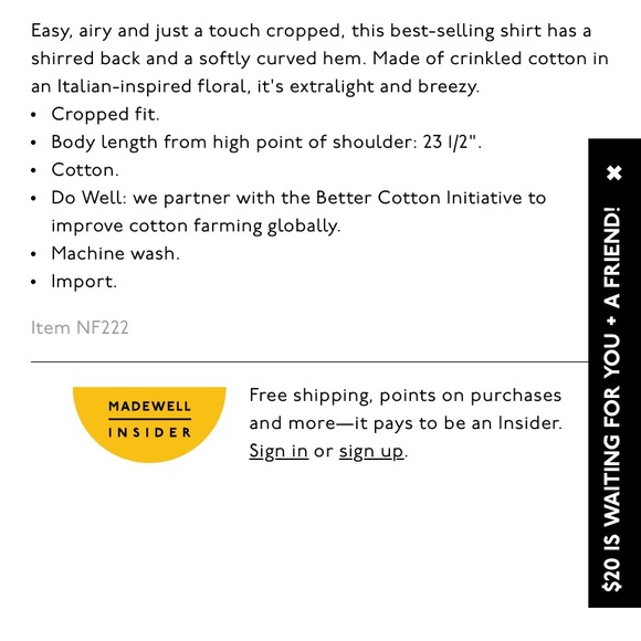 Madewell Hilltop in Green Calendula Block Print - Picture 4 of 5